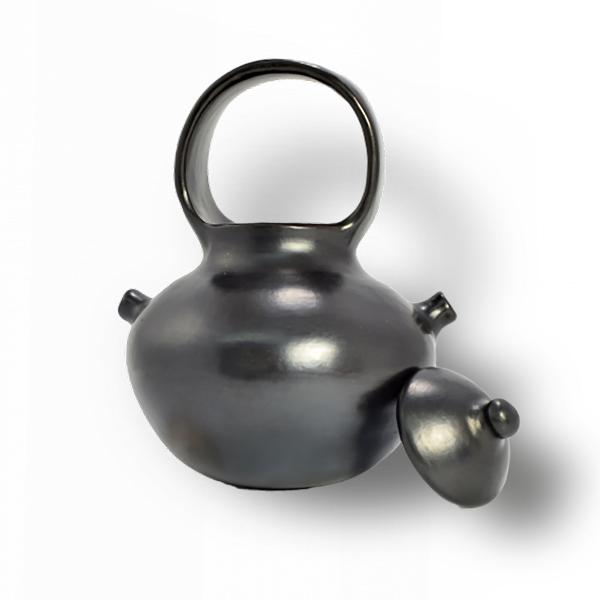Black Clay, La Chamba Pre-Colombian Style Tea Pot 1 Black Clay, La Chamba Pre-Colombian Style Tea Pot