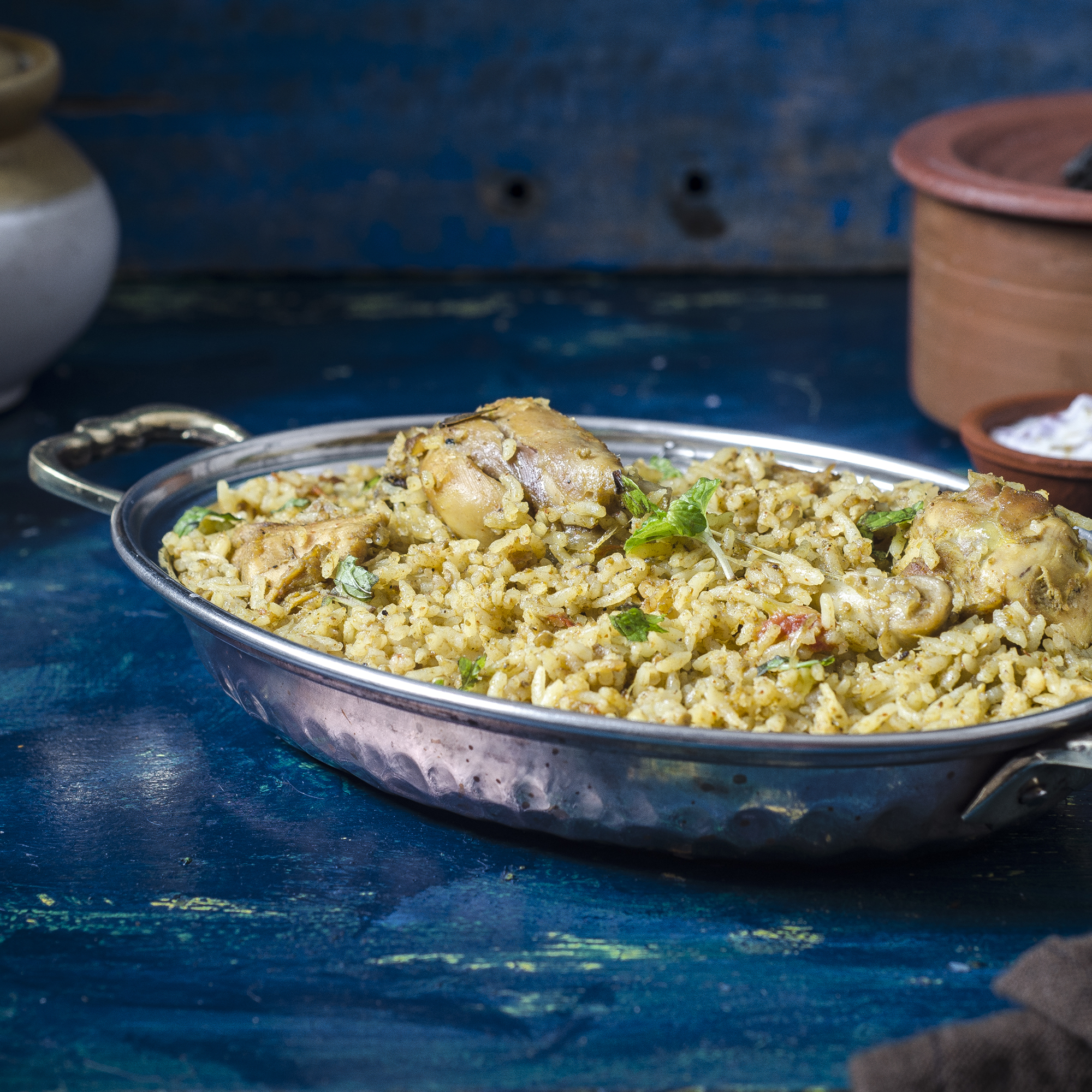 Indian Hammered Copper Mughlai Rice Server - Medium