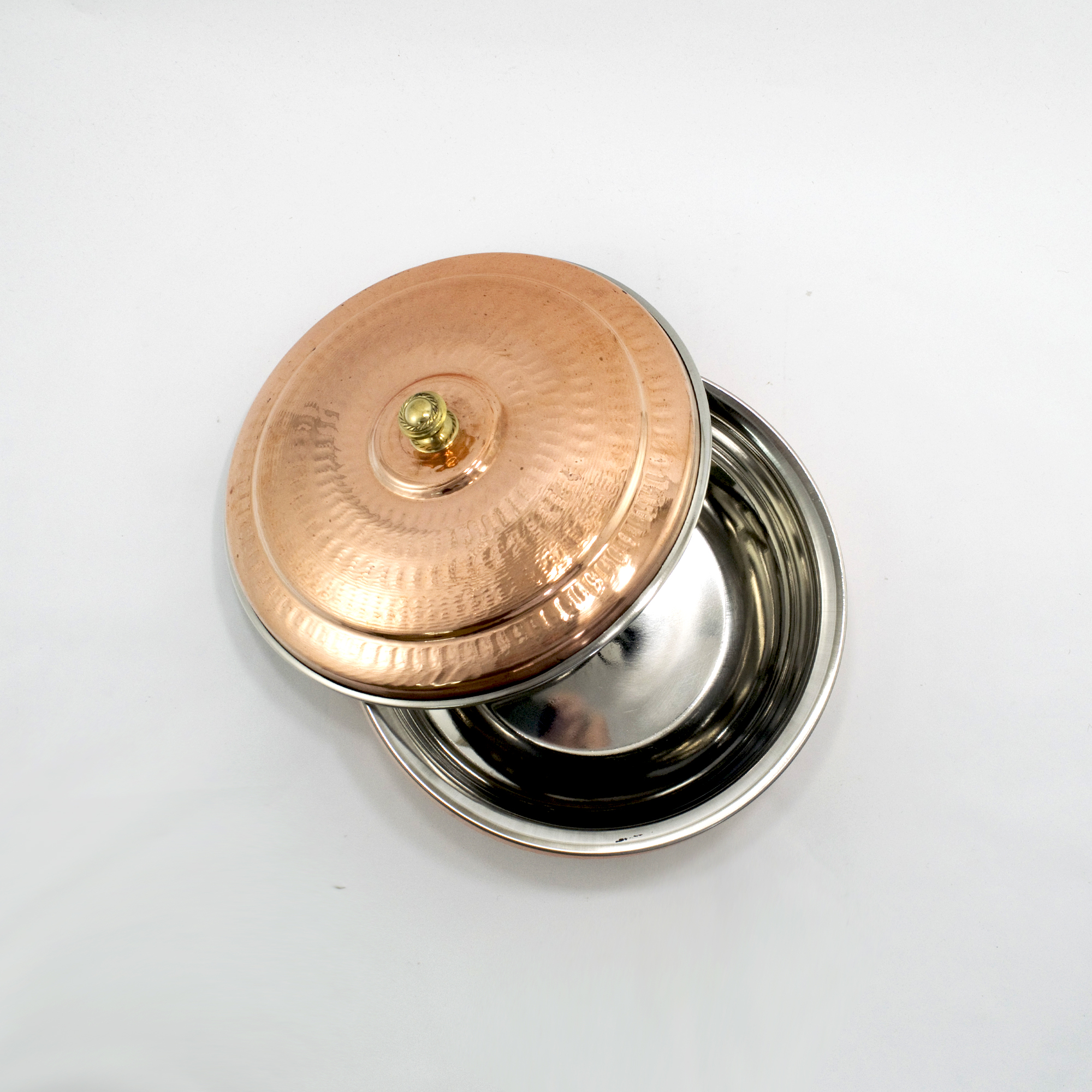 Indian Hammered Copper Hyderabadi Handi with Lid - Small