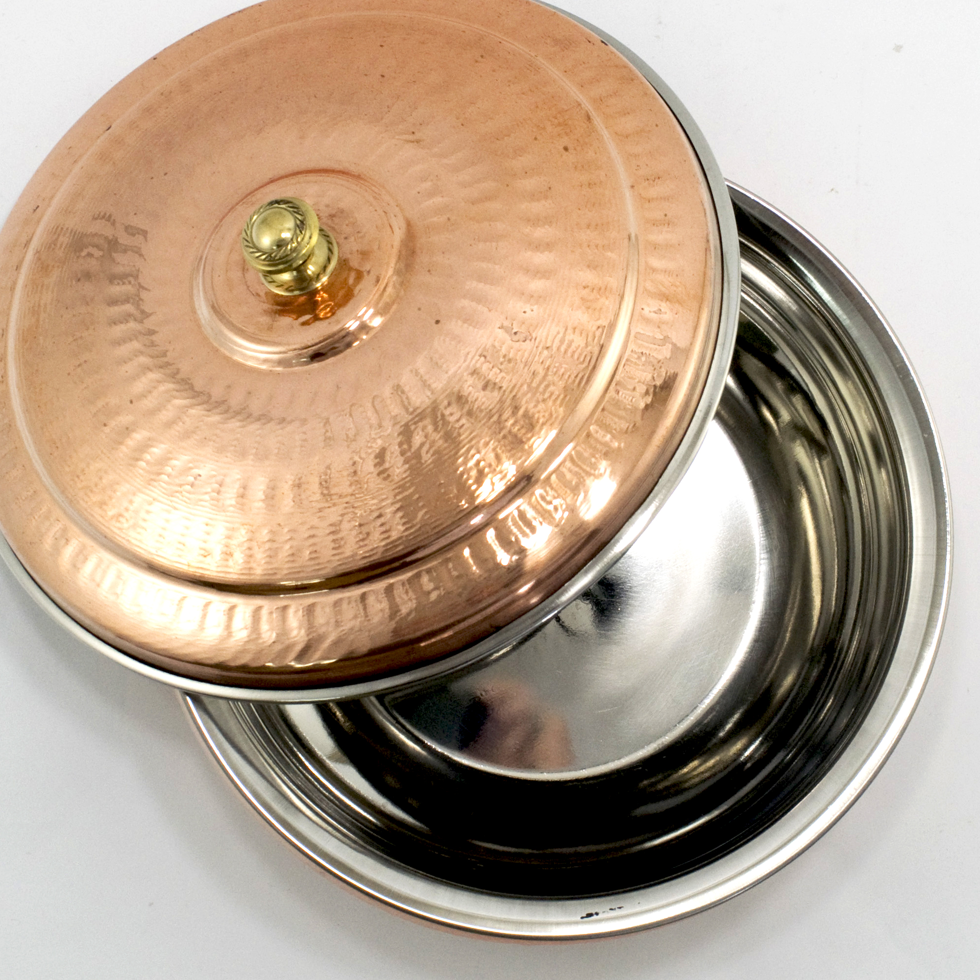 Indian Hammered Copper Hyderabadi Handi with Lid - Family Size