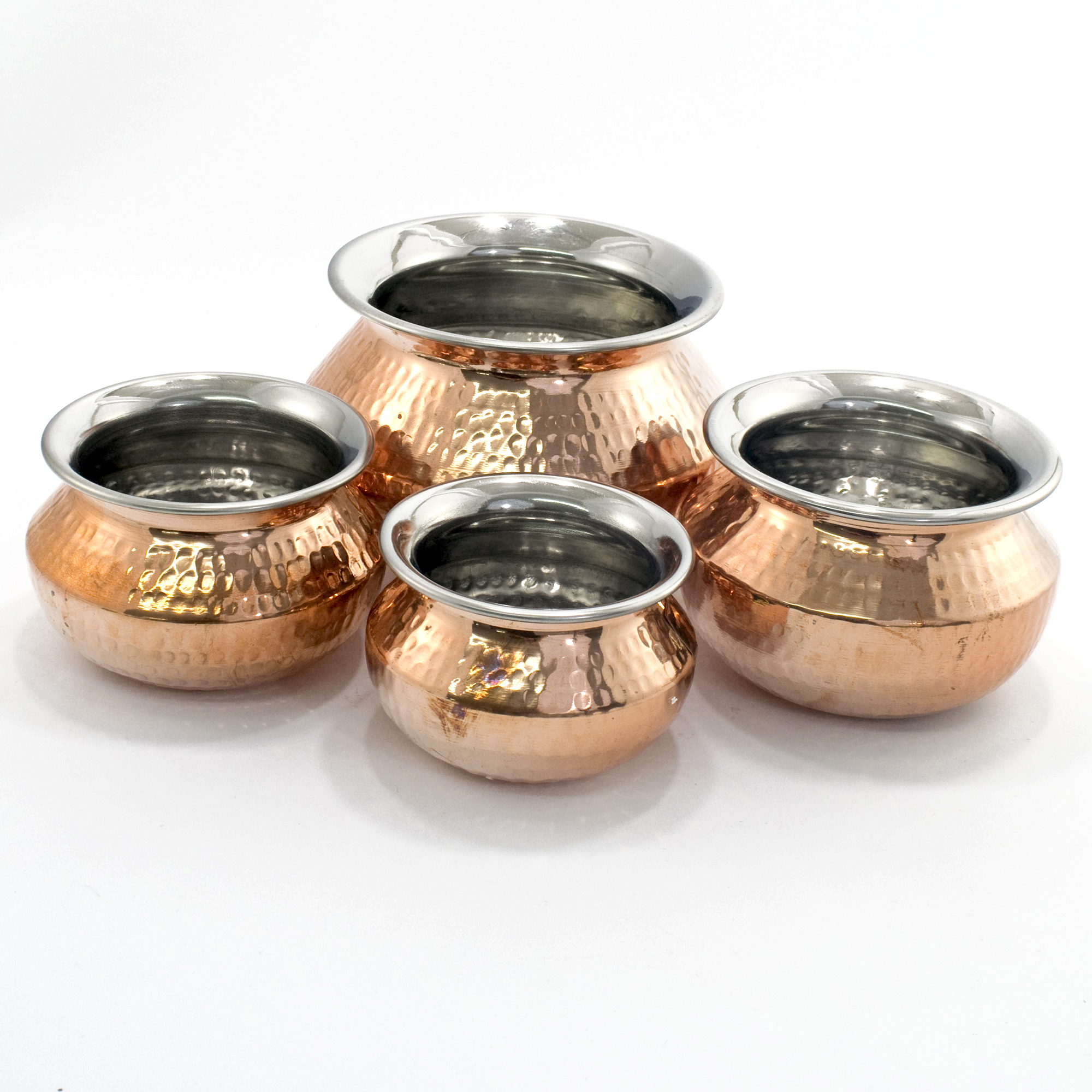 Indian Hammered Copper Punjabi Handi - Small 2 Indian Hammered Copper Punjabi Handi - Small